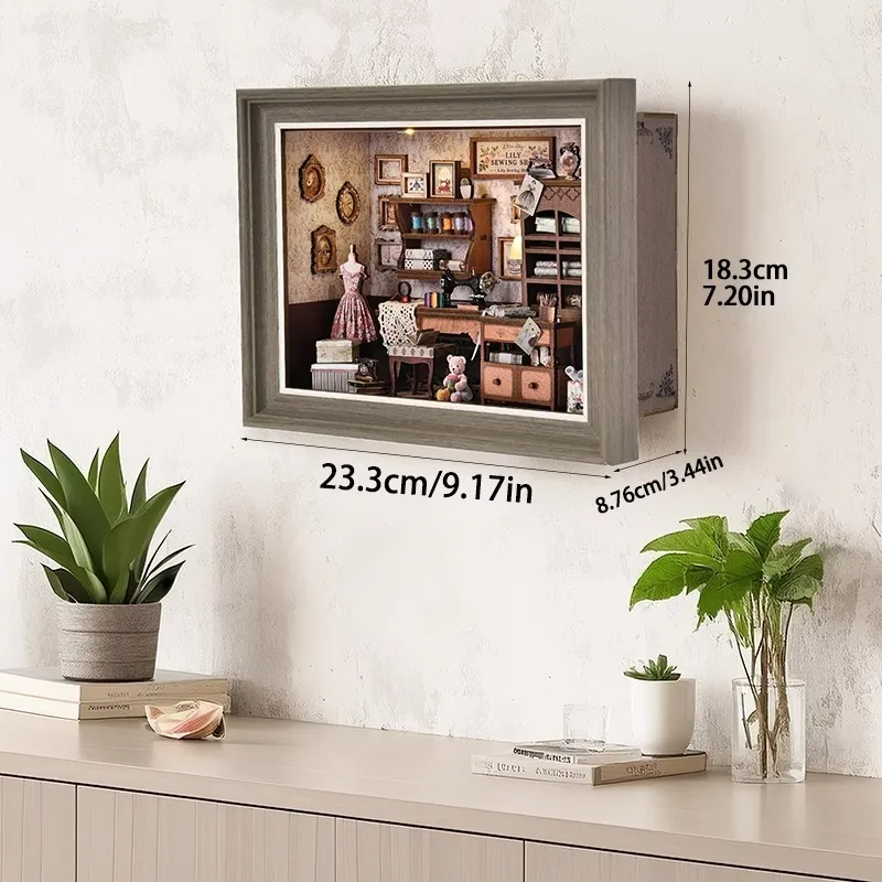 DIY 3D-Bilderrahmen Bausatz - Lily's Nähstube | Miniatur Diorama - Image 7