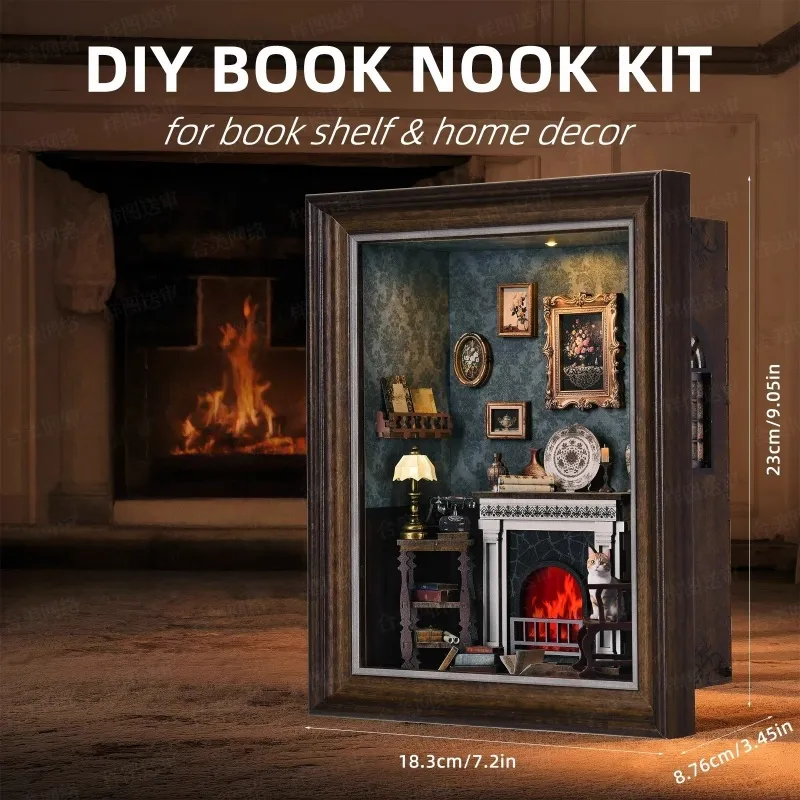 DIY 3D-Bilderrahmen Bausatz - Kaminhaus | Miniatur Diorama - Image 4