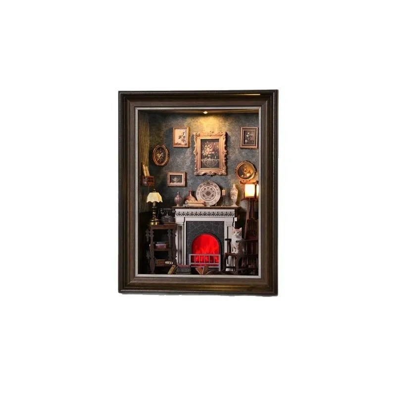 DIY 3D-Bilderrahmen Bausatz - Kaminhaus | Miniatur Diorama - Image 8